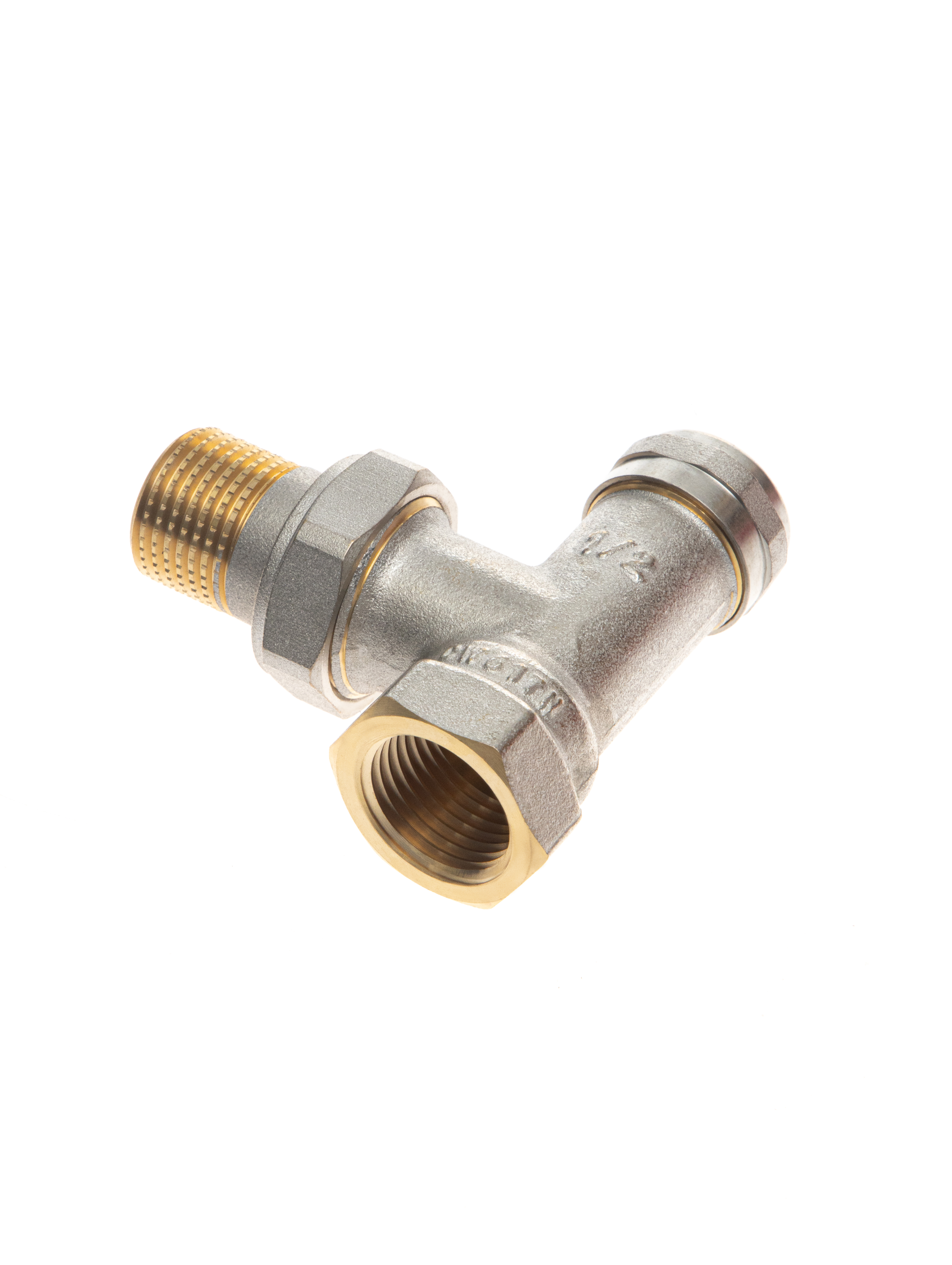 Ридан LV 003L0143R Ду 15 — Клапан запорный угловой никелированный для бокового присоединения к радиатору